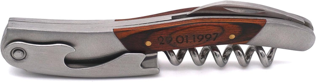 Premium Kellnermesser mit individueller Gravur - Weinöffner mit persönlicher Lasergravur