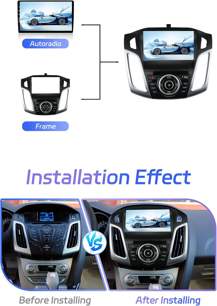 9 Zoll Android 15 Autoradio für Ford Focus (2012-2017) - Rückfahrkamera KOSTENLOS - 2G+64G - 2 Din -