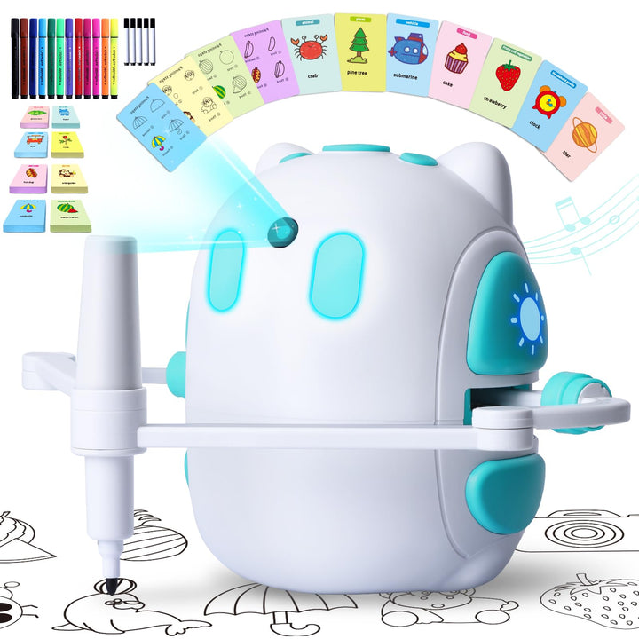 Zeichenroboter für Kinder 150 Lernkarten mit Sprachführung Montessori Malzeug Jungen & Mädchen 3-8 J