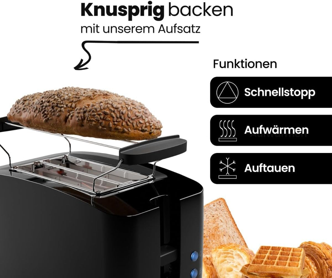 Bomann® Toaster 2 Toastschlitze | Toaster mit Brötchenaufsatz | Toaster 2 Scheiben mit Liftfunktion