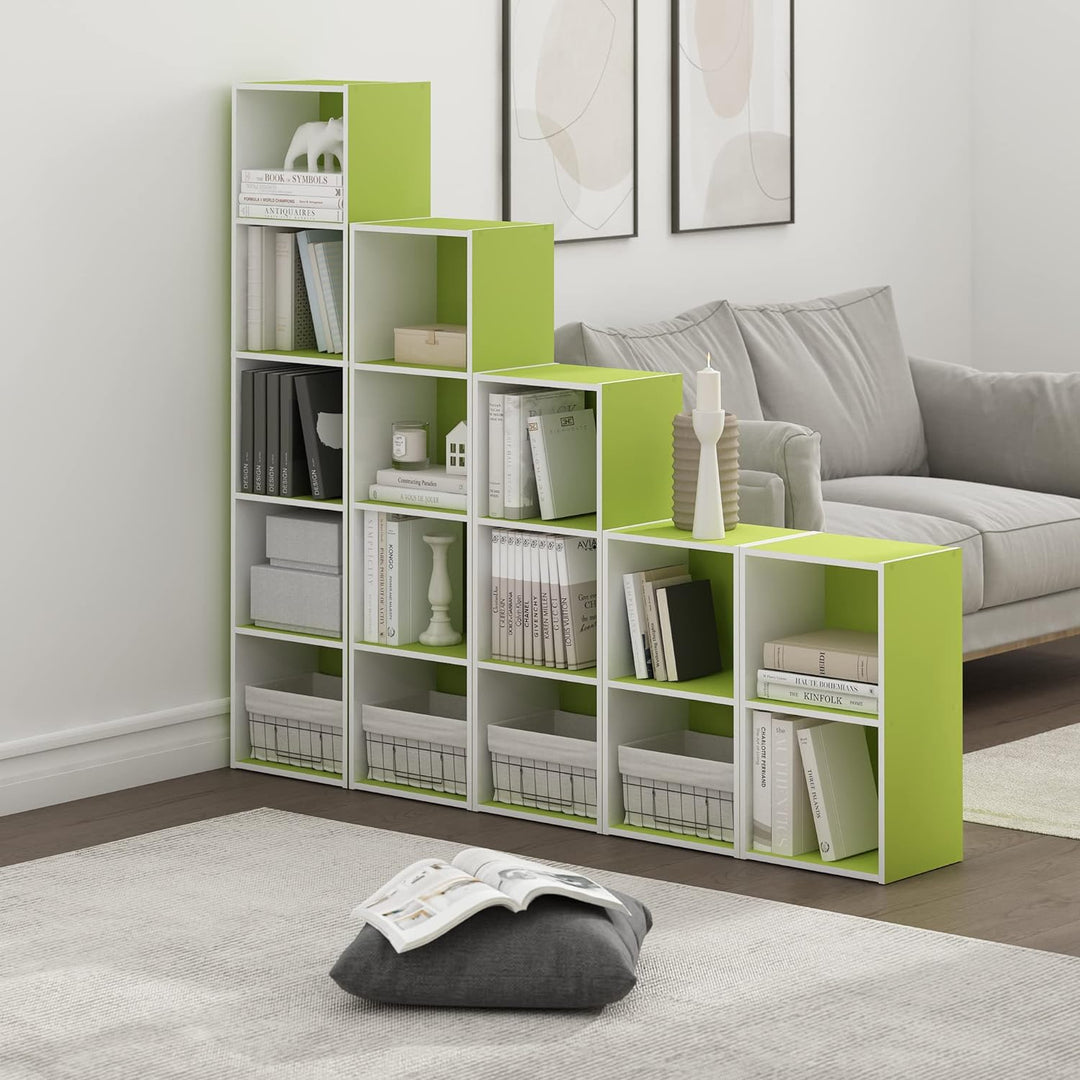 Furinno Luder Bücherregal 23.7(D) x 30.5(W) x 53.9(H) cm Grün/Weiss, 23.7(D) x 30.5(W) x 53.9(H) cm