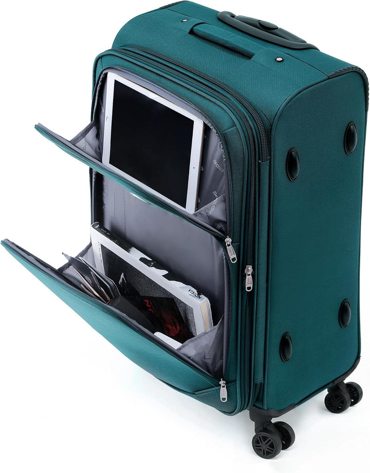 BEIBYE Kofferset Trolley Gepäckset Stoff Dehnungsfuge Koffer Reisekoffer (Türkis)