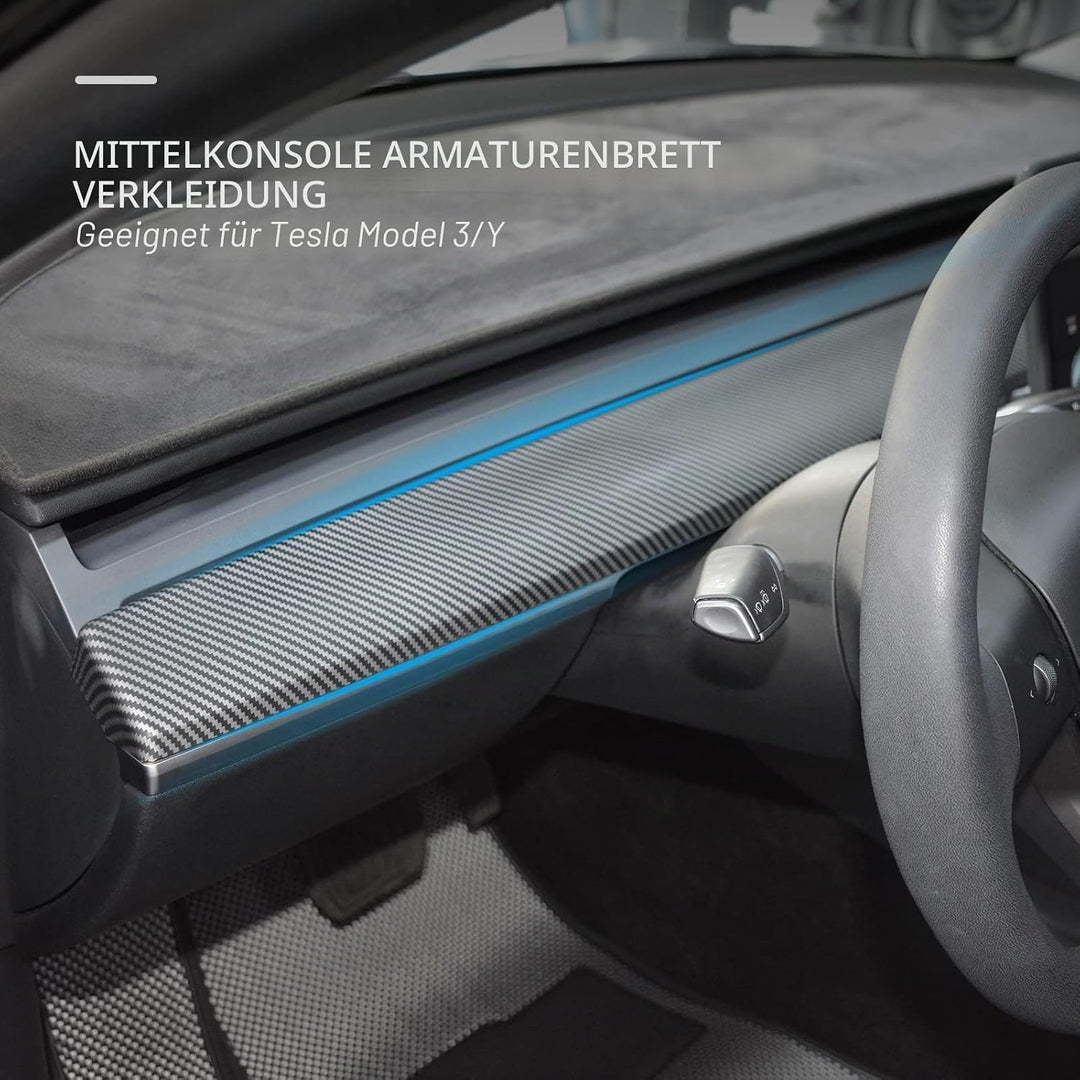 Carbon-Faser Armaturenbrettabdeckung für Tesla Model Y 2020-2023, Mittelkonsole Panel Sticker Innenz