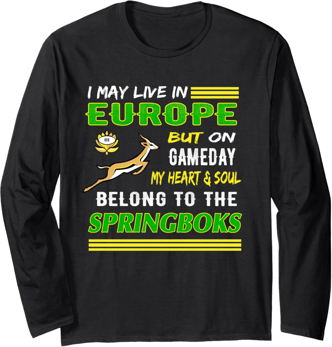 European Springbok Bokke South Africa Rugby Fan Langarmshirt