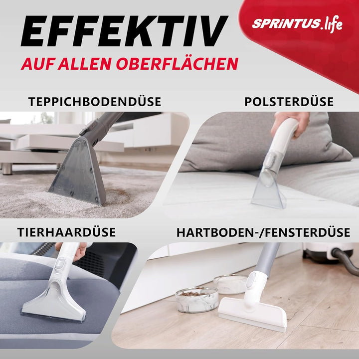 SPRiNTUS Nasssauger Polsterreiniger Gerät SPOTTY mit 170mbar Saugleistung für gründliche Reinigung v