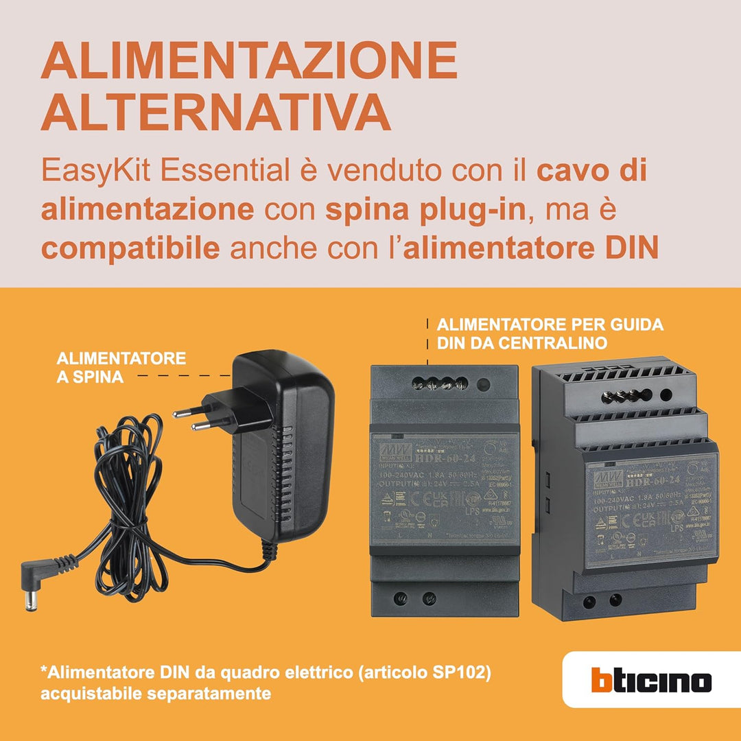 Bticino 318913 Easykit Plus Video-Türsprechanlage für 1-Familienhaus, Plug-In mit 2 Drähten, 1 exter