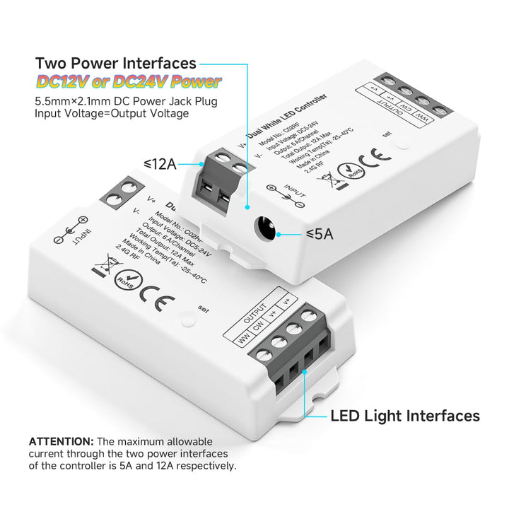 FCOB 5050SMD COB CCT C02RF 2.4G RF Steuergerät&amp;RC02RFB Fernbedienung Kit | 4 Zonen RF 2.4GHz drahtlo