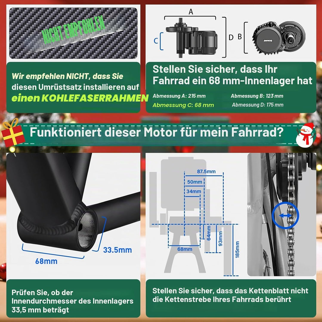 BAFANG Mittelmotor 36V/48V 250W/500W/750W/1000W UART/CAN Version, BBS01B BBS02B BBS HD G340 Motor Ki