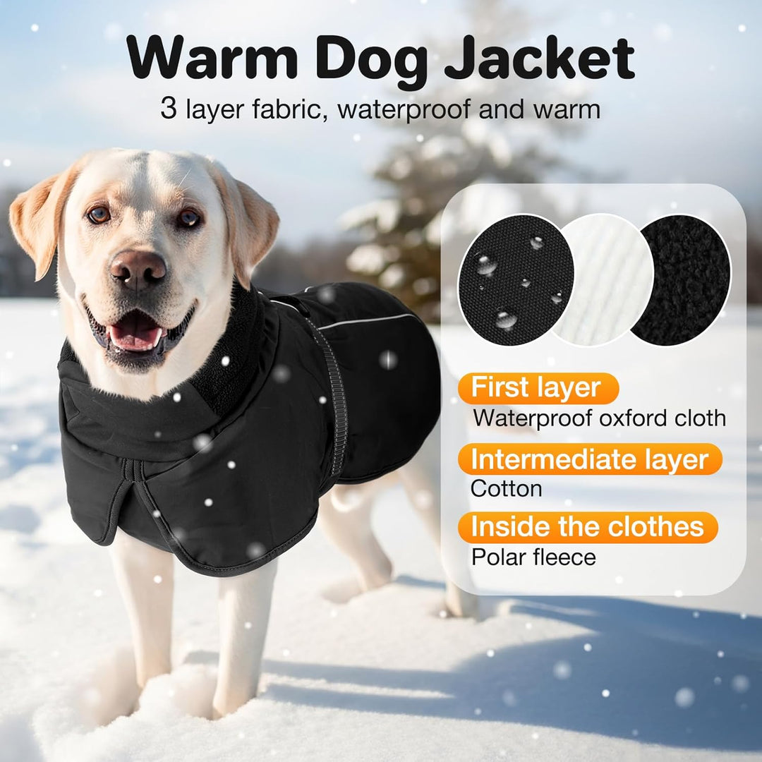Warme Hundemäntel, wasserdichte Reflektierende Hundejacke, Winddichter Wintermantel mit Hohem Kragen