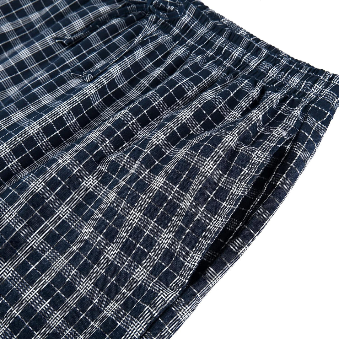 Schlafanzug Herren Kurz Pyjama 100% Baumwolle Kurzarm Nachtwäsche Nightwear Set mit Rundhals Design
