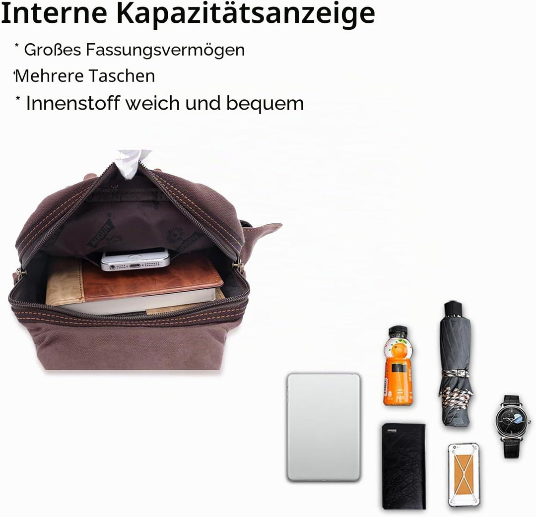 FANDARE Sling Bag Messenger Bag Schulterrucksack Umhängetasche Kleine Sporttasche Canvas Khaki, Khak