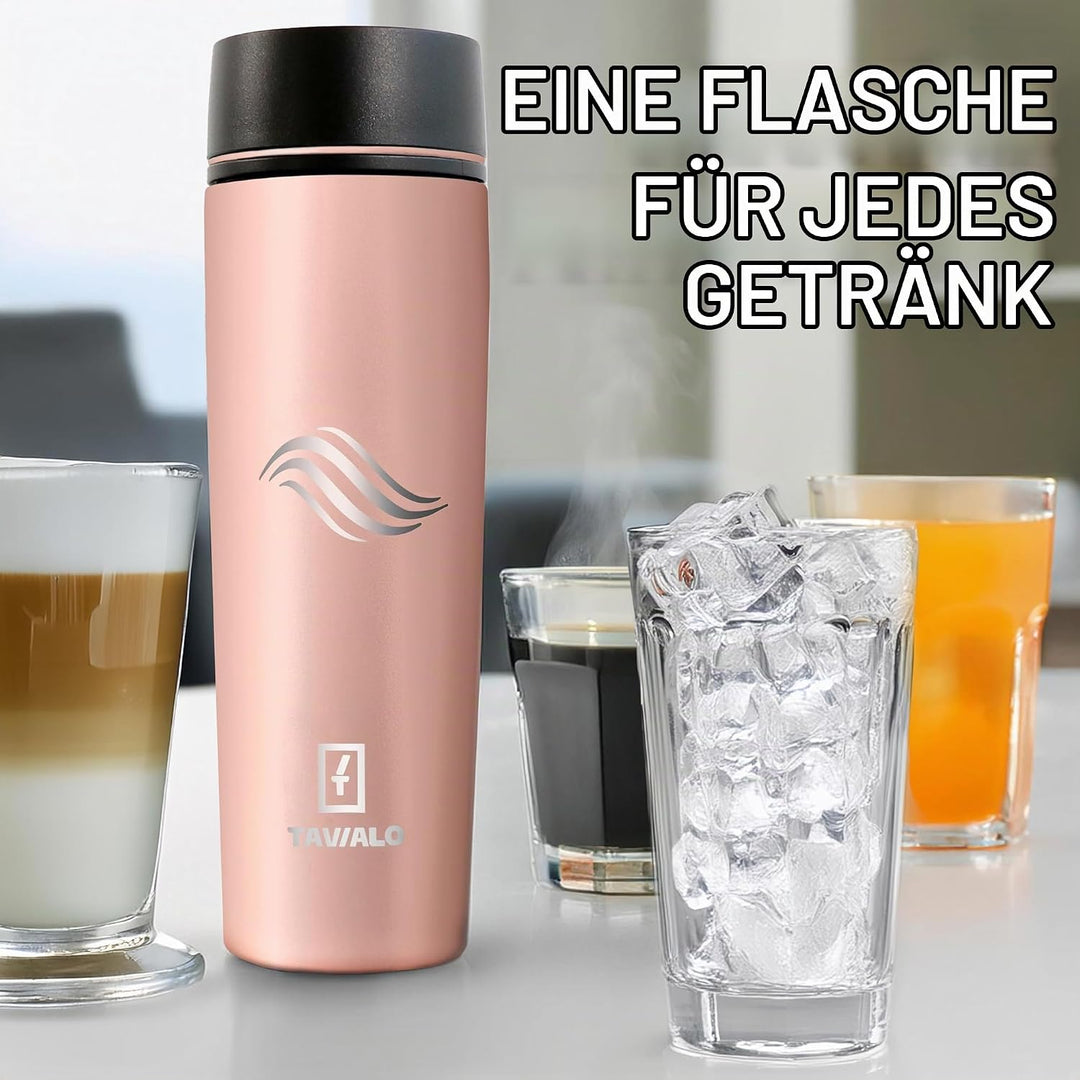 Thermobecher 460ml Travel Mug puderrosa Inox Edelstahl, Kaffeebecher/Isolierbecher Pulverbeschichtun