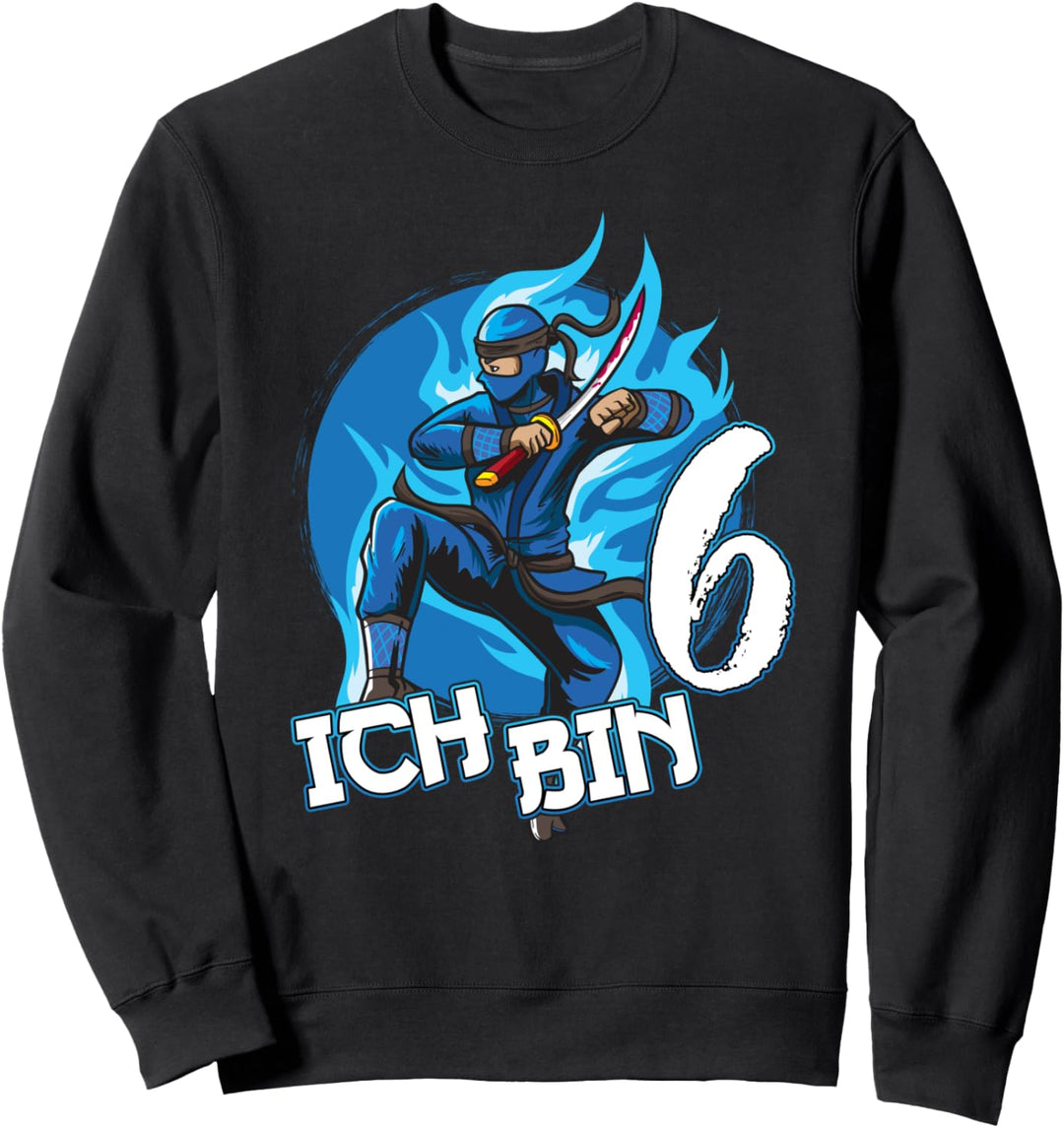 Ninja Sechster Geburtstag blauer Ninja Junge Geschenk Sweatshirt