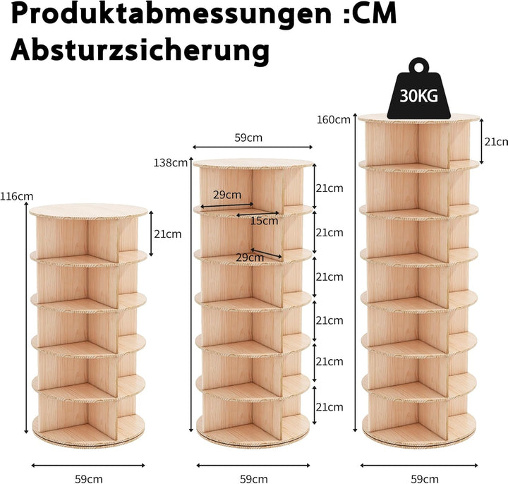 Drehbarer Schuhschrank mit 5 Ebenen, 360° Schuhschrank mit Rundregalen, Karussell für Hüte und Handt