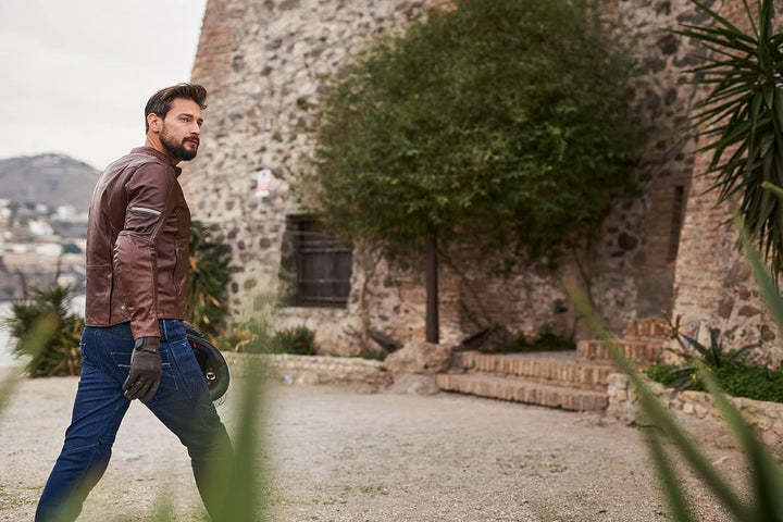 SHIMA HUNTER Motorradjacke Herren | Vintage Biker-Lederjacke Belüftet mit CE Rücken, Schulter und El