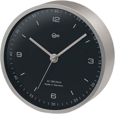 Barigo Quarz-Uhr, 10,2 cm, schwarzes Zifferblatt mit Wandplatte, Nickel (Teil #601.5M)