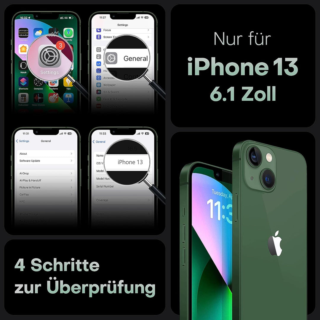TOCOL 3 in 1 für iPhone 13 Hülle für MagSafe, Vollständiger Kameraschutz Stossfest Kratzfest Magneti