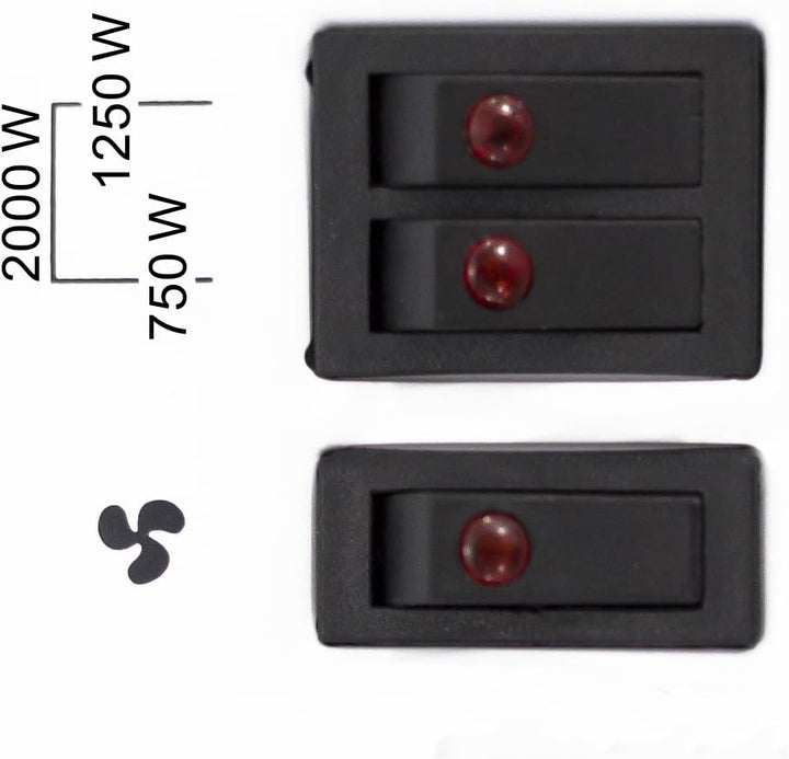 TROTEC Konvektor Heizung TCH 22 E – Heizleistung 750 W / 1250 W / 2000 W – Elektro Heizkörper mit Ti