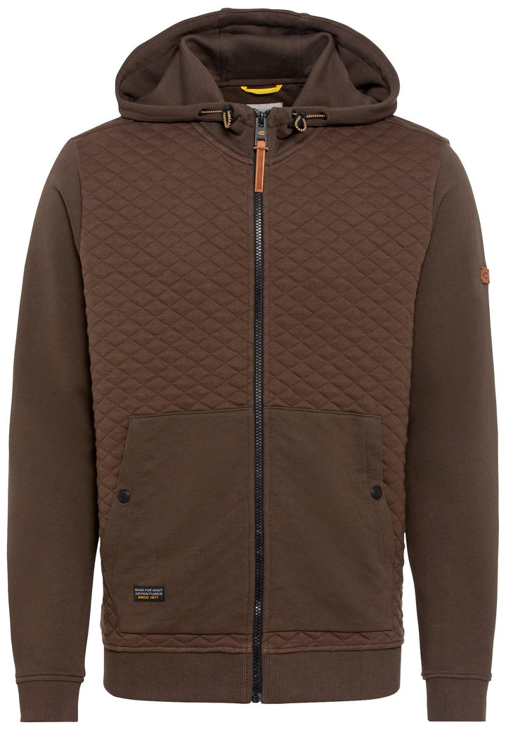 camel active Herren Gesteppte Sweatjacke mit Kapuze XXL Braun, XXL Braun
