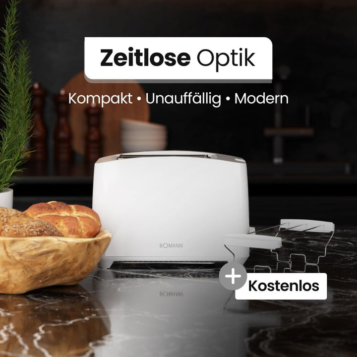 Bomann® Toaster 2 Toastschlitze | Toaster mit Brötchenaufsatz | Toaster 2 Scheiben mit Liftfunktion