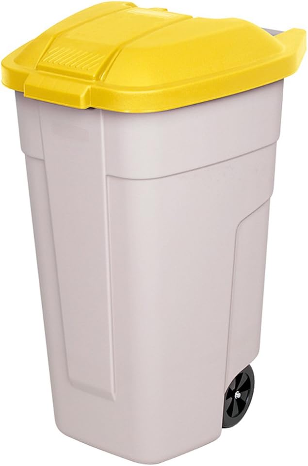 Wertstoffsammler, Inhalt 100 Liter, Korpus beige, Deckel gelb