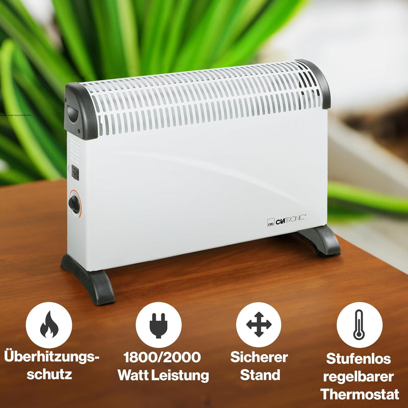 Clatronic® Konvektor-Heizung | Mobile Wärme für Zuhause | Elektroheizung mit 3 Heizstufen | Heizung