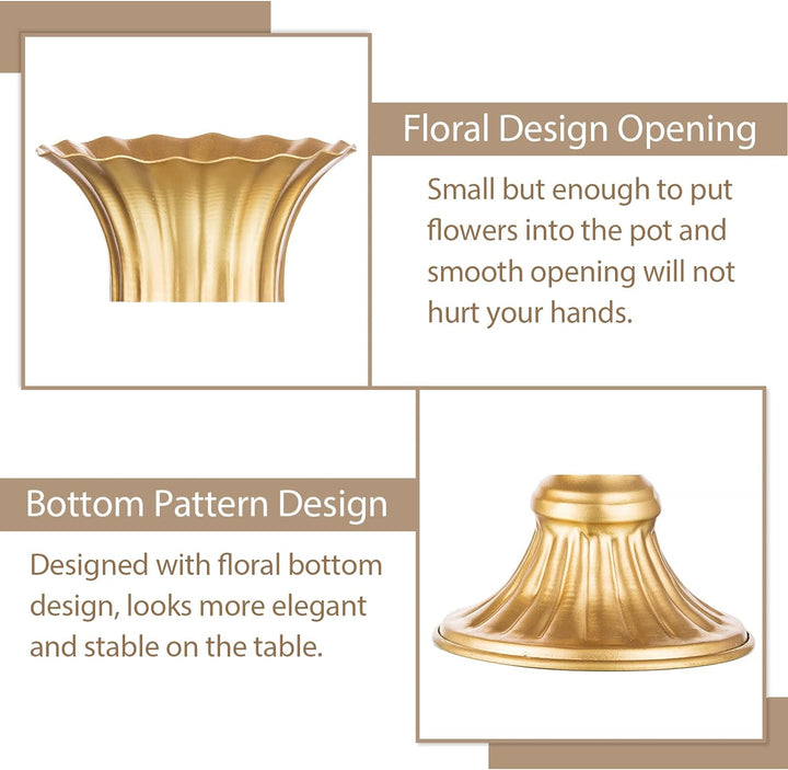 Sziqiqi Golden Metall Vase für Hochzeit - 2 Stück Klein Blumenvase Deko Hochzeit Mittelstücke, Vinta
