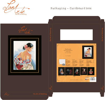 Lanarte Zählmusterpackung Schal mit Blumenmotiven Aida Kreuzstichpackung, Baumwolle, Mehrfarbig, 37