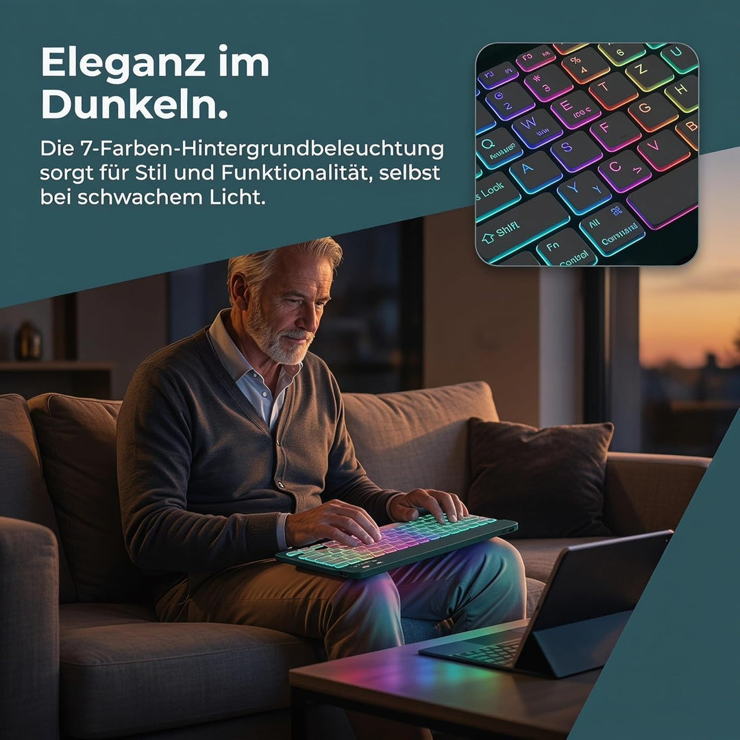 Hülle Tastatur für iPad (A16) 11./10. Generation (2025/2022), (11/10.9 Zoll) - QWERTZ, 7 Farben Bele
