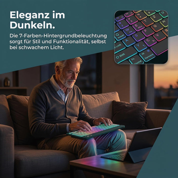 Hülle Tastatur für iPad (A16) 11./10. Generation (2025/2022), (11/10.9 Zoll) - QWERTZ, 7 Farben Bele
