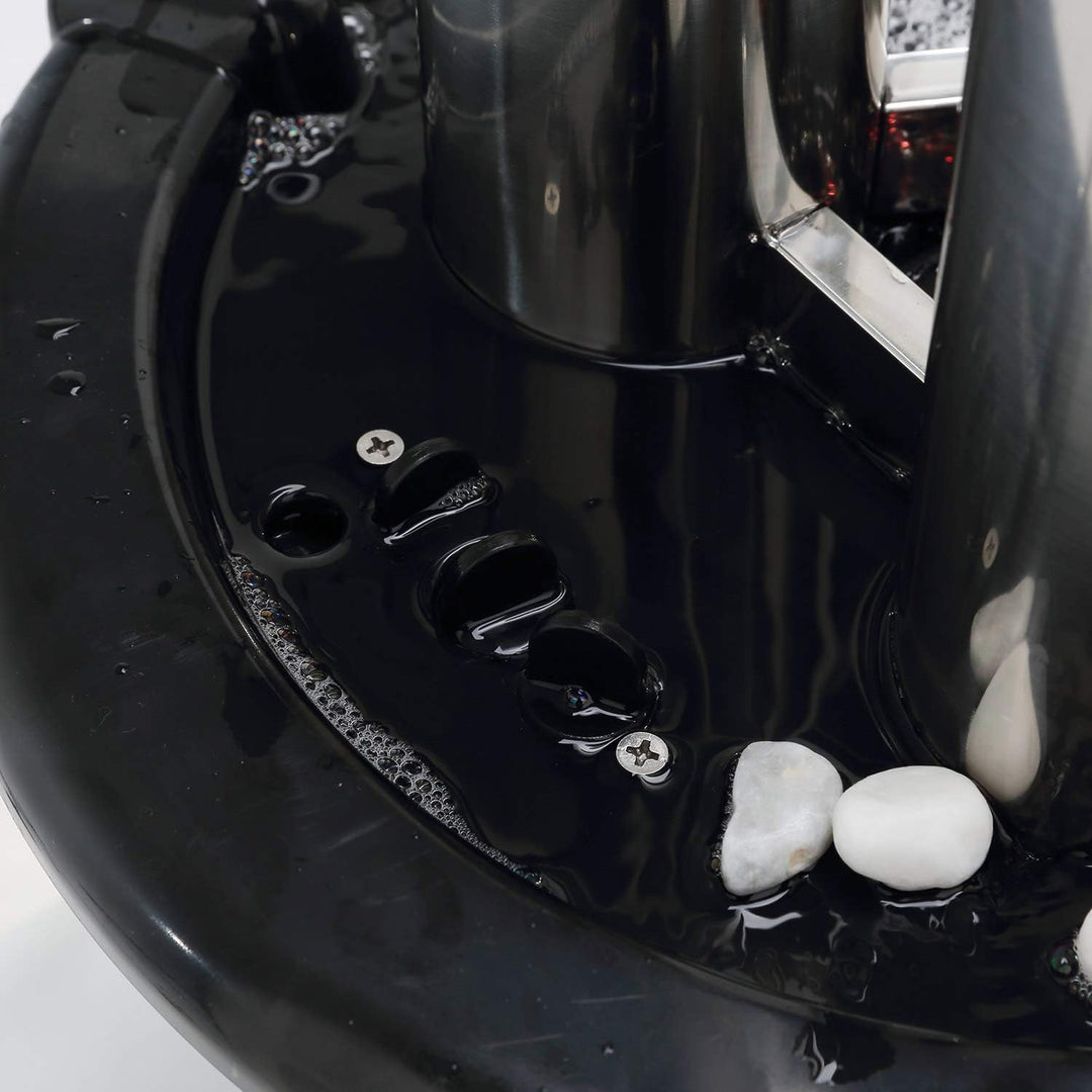 Köhko Springbrunnen 22007N aus gebürstetem Edelstahl mit LED-Beleuchtung und DREI Säulen mit untersc