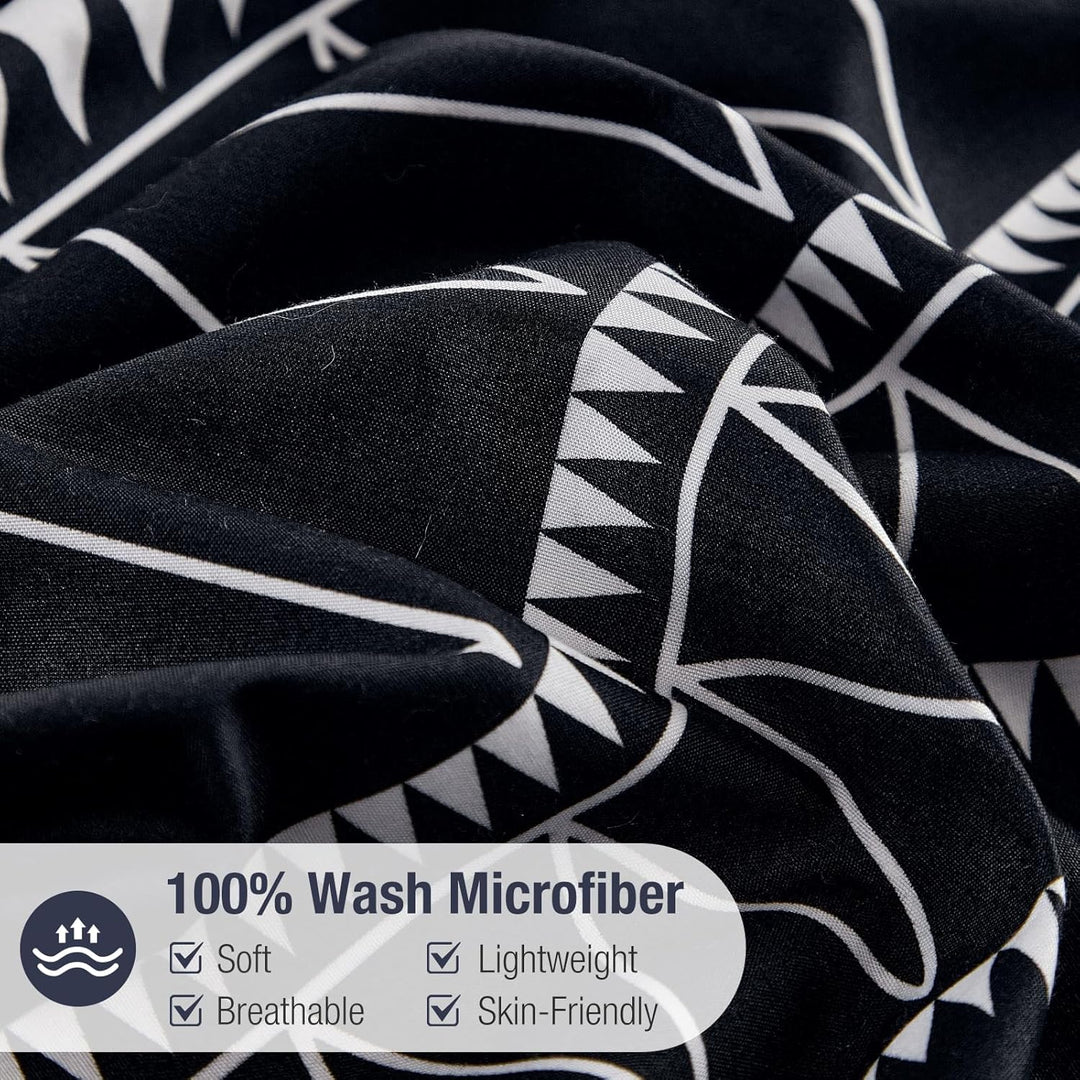 Lekesky Bettwäsche 220x200 3 teilig-Mikrofaser Bettbezug und Kopfkissenbezüge Set mit Schickem Gestr