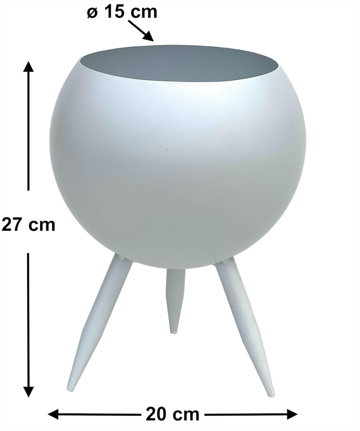 DanDiBo Blumenhocker Metall mit Topf Weiss 27 cm Blumenständer 96259 L Blumensäule Modern Pflanzenst