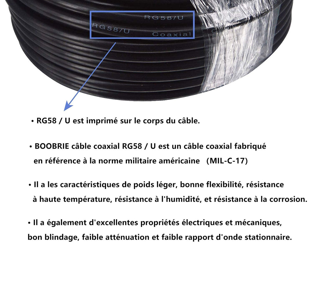 Boobrie SMA-Kabel, 20 m, RG58/U, Stecker auf Buchse, Koaxial, 50 Ohm, Verlängerung für Router, WLAN,