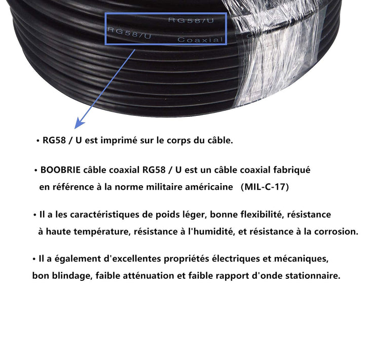Boobrie SMA-Kabel, 20 m, RG58/U, Stecker auf Buchse, Koaxial, 50 Ohm, Verlängerung für Router, WLAN,