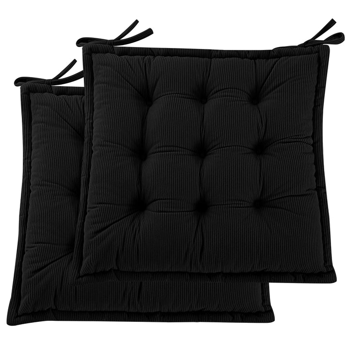 Indoor Sitzkissen Stuhl 2er Set – Komfortable Cordstoff-Sitzmatte Stuhlkissen mit Bändern, Hochwerti