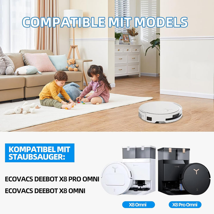 21 Stück Zubehörset für ECOVACS DEEBOT X8 PRO OMNI / X8 OMNI / X8 Saugroboter, Ersatzubehör 2 Hauptb