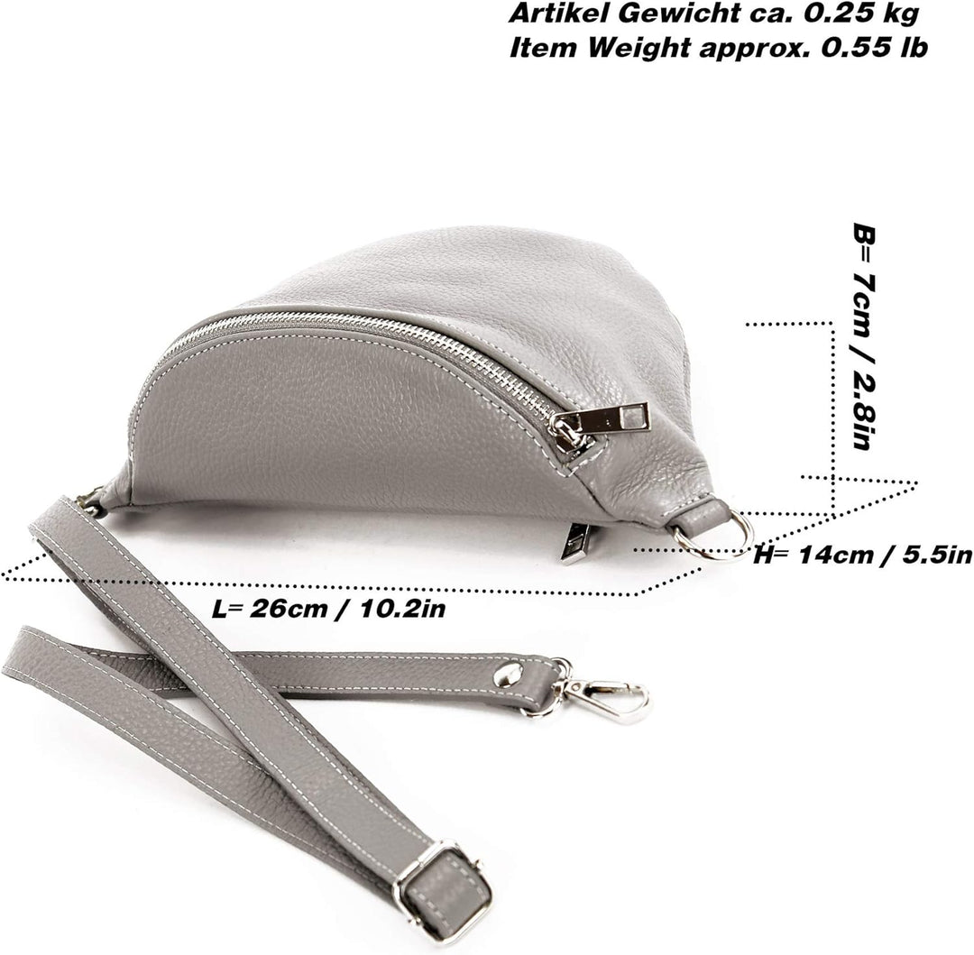 modamoda de - T211 - ital. Hüfttasche Bauchtasche Brusttasche Medium aus weichem Leder, Farbe:Pink R