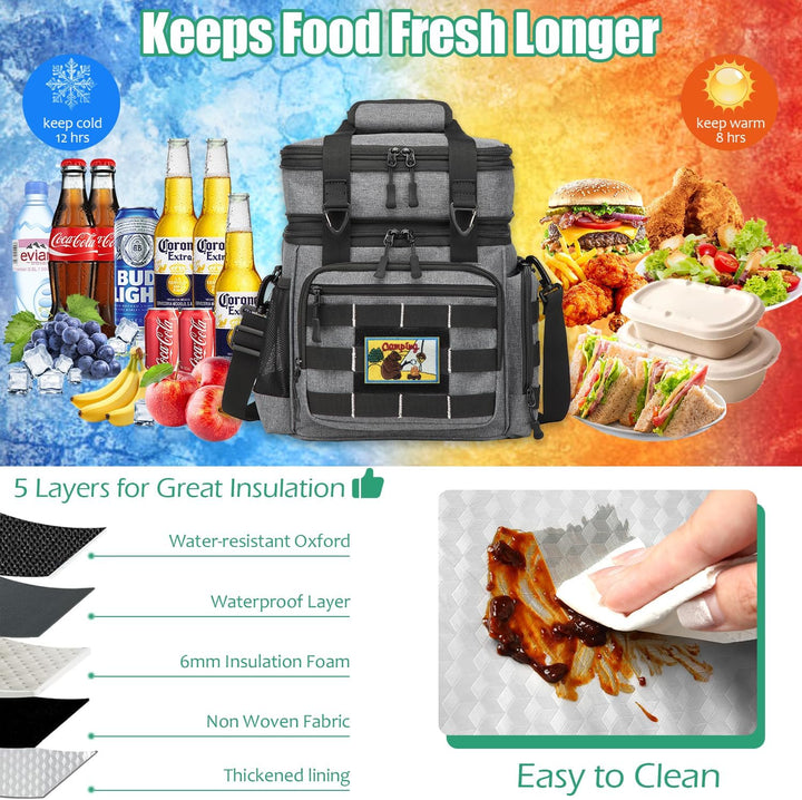 Kühltasche Picknicktasche erweiterbare Isoliertasche Lunchtasche Essen & Getränk Thermotasche für Sc