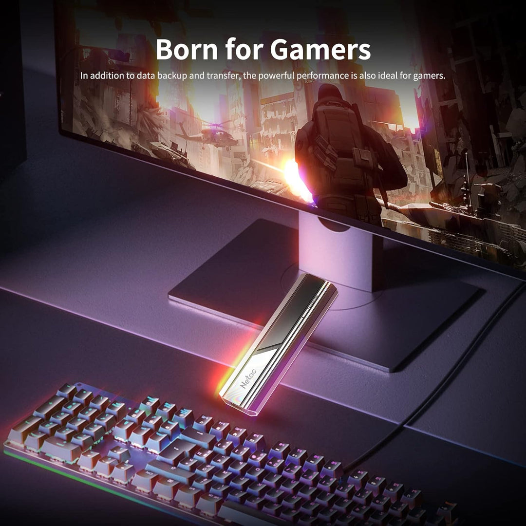 Netac ZX10 2TB Portable SSD, 2TB, USB 3.2 Gen.2, 1.050 MB/s Lesen, 1.000 MB/s Schreiben, Externe Fes