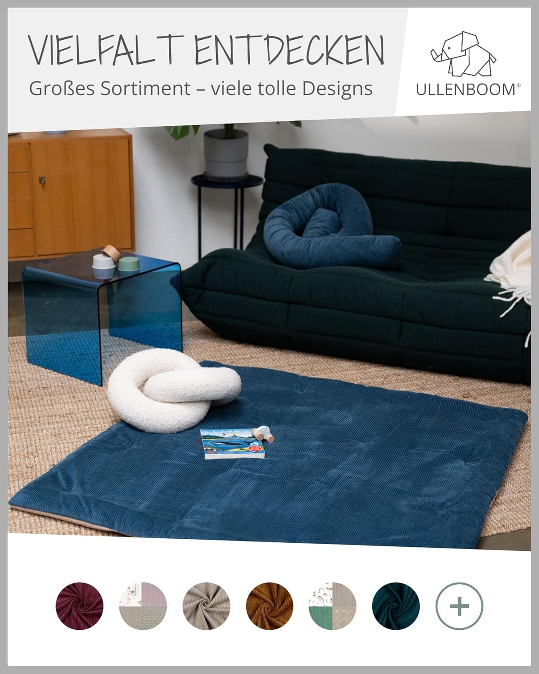 ULLENBOOM Windeltasche für unterwegs, Cord Petrol, Made in EU - Wickeltasche für bis zu 3 Windeln, F