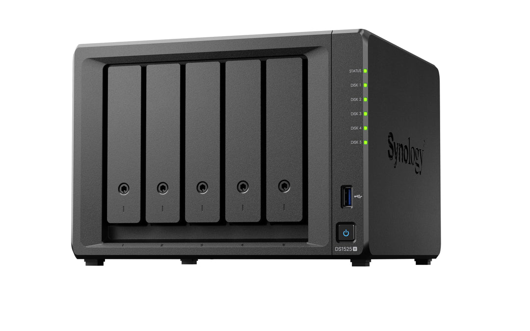 Synology Erweiterbares NAS-Kit mit 5 Schächten, DS1525+ AMD RyzenCPU mit 8 GB Speicher, 2,5 GbE Stan