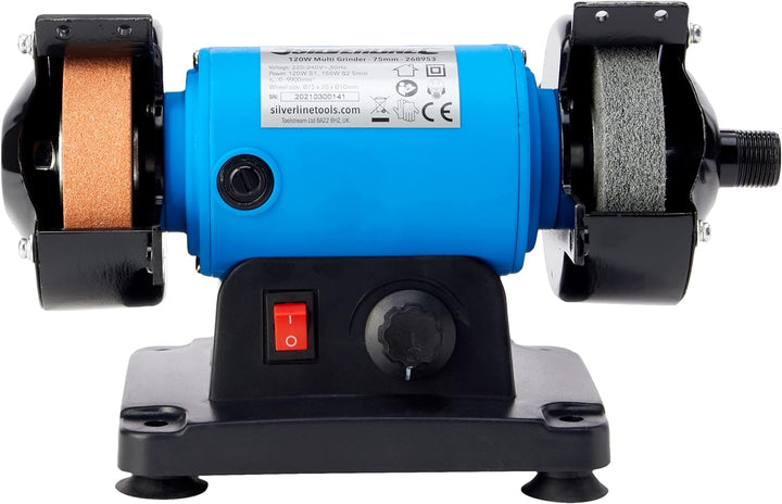 Silverline 268953 Mini-Heimwerker-Doppelschleifmaschine mit biegsamer Welle, 120 W, 75 mm 75 mm