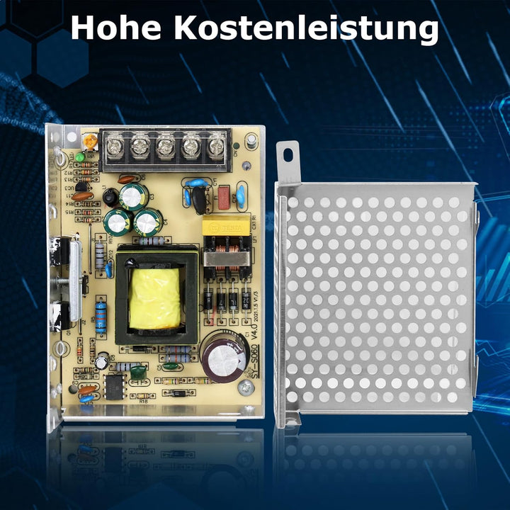 LightingWill Schaltnetzteil 12V 5A 60W Netzteil, LED Trafo Schaltwandler AC 230V auf DC 12 Volt, Ada
