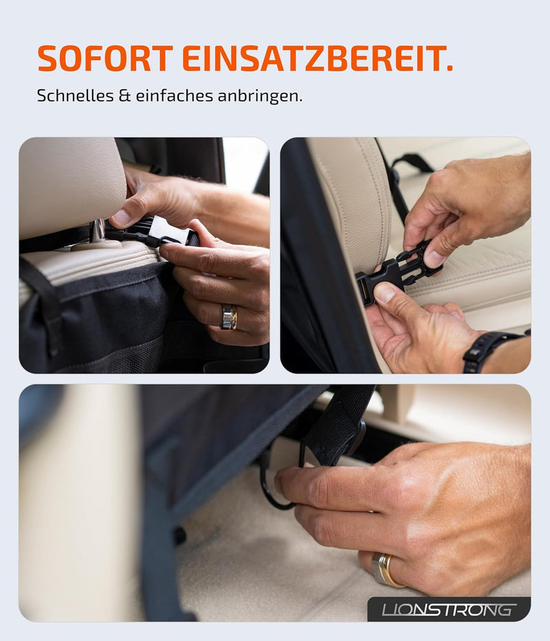 LIONSTRONG® Auto Organizer Kinder Rücksitz schwarz [WASSERDICHT] - Rückenlehnenschutz Auto Kinder un