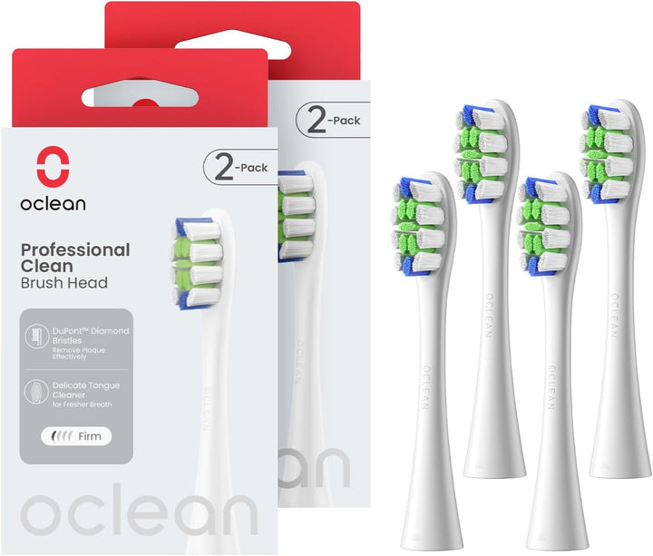 Oclean Bürstenköpfe Professional Clean 4 pack, Zahnbürstenköpfe mit DuPont Borsten für Oclean Elektr