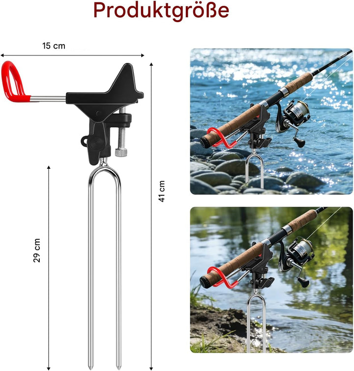 Leeko Rutenhalter, Angelrute Halter 2 Stück Edelstahl Universal Ruten Ständer 360°Verstellbar Angelr
