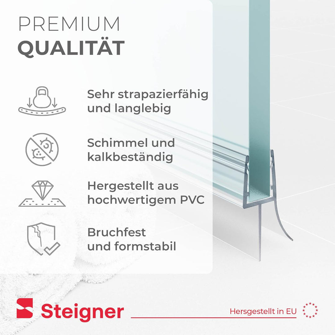 STEIGNER Duschdichtung UK33 120 cm (1 Stk.) Transparent - Dichtung gerade für Eckeinstieg Dusche ode