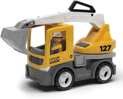 MultiGO Build Sandkasten Spielzeug für Kinder ab 3 Jahre - grosser Bagger mit Fahrer - Sandspielzeug