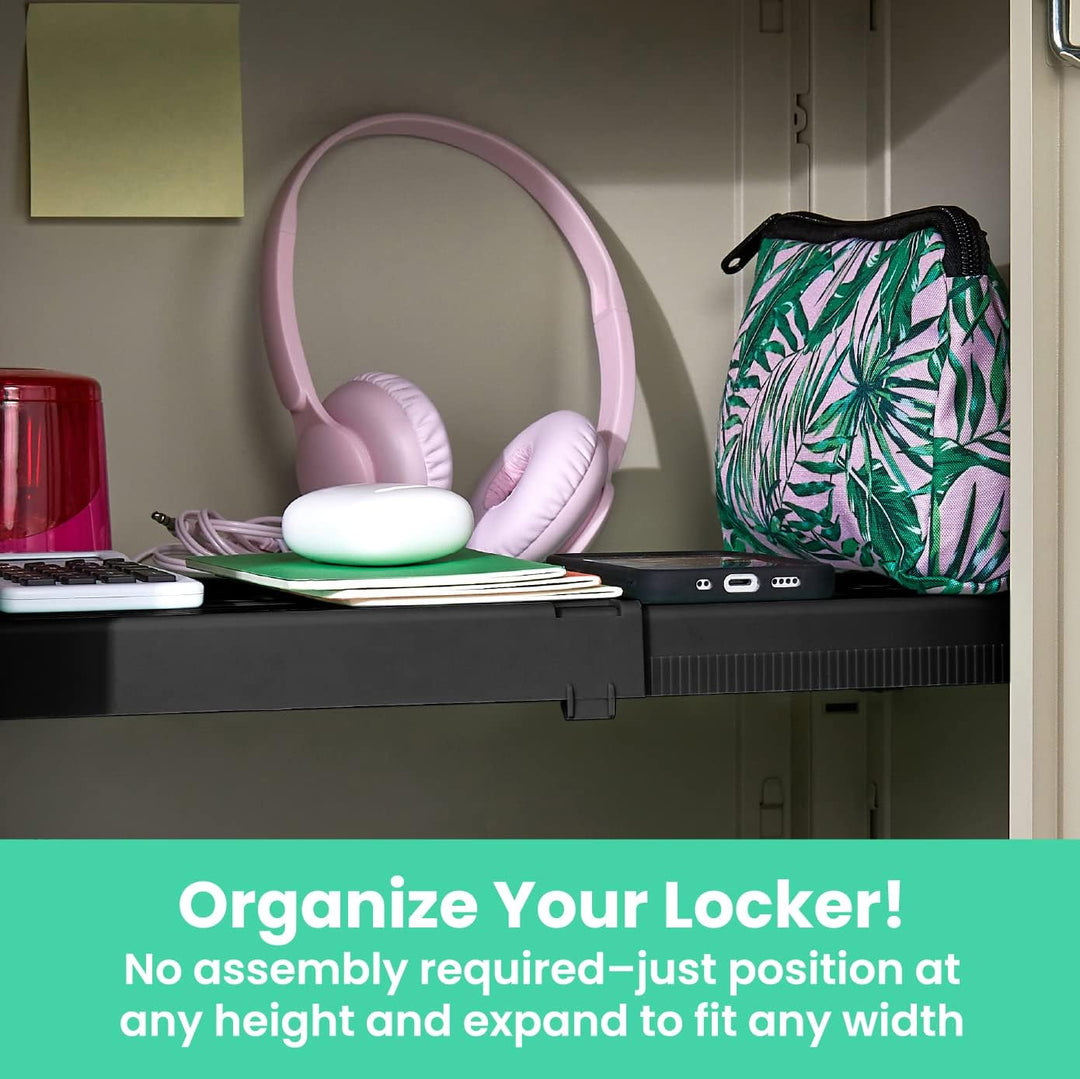 LockerMate, schwarz Adjust-A-Shelf Regal, einfach zu bedienen, ausziehbar für Ihren Spind, Kunststof